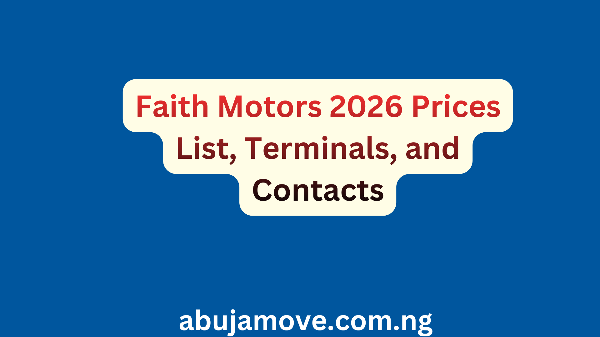 Faith Motors 2026 price list,