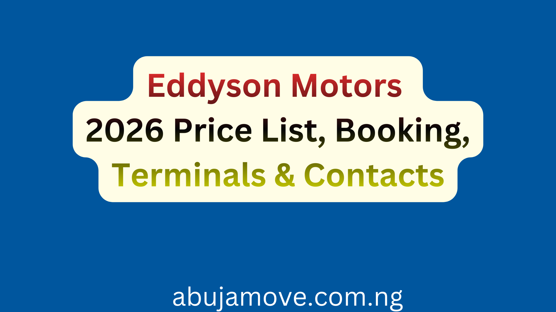 Eddyson Motors 2026 Price List, Booking, Terminals & Contacts